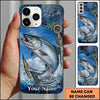 Maxcorners Fishing Blue Ocean Wave Hook Customized Name 3D Phone Case