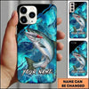 Maxcorners Fishing Black Teal Marble Lure Customized Name 3D Phone Case