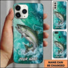 Maxcorners Fishing Teal Aqua Marble Wave Customized Name 3D Phone Case
