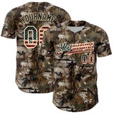 Maxcorners Custom Camo White-Red 3D American Flag  Premium Salute To Service Baseball Jersey LM0210