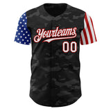 Maxcorners Custom Camo USA Flag White-Red 3D Premium Salute To Service Baseball Jersey LM0210