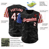 Maxcorners Custom Camo USA Flag White-Red 3D Premium Salute To Service Baseball Jersey LM0210