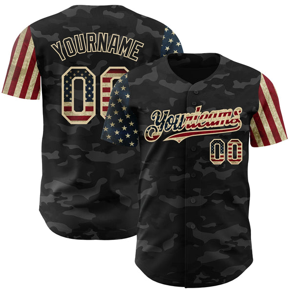 Maxcorners Custom Blue White-Red 3D Pattern Design American Flag Outer Space Light Swords Premium Baseball Jersey LM0210