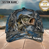 Maxcorners Fishing Blue Camo Water Splash Customized Name 3D Cap