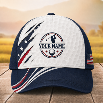 Maxcorners Patriot Claw 3D Golf Personalized Name Cap