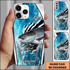 Maxcorners Chinook Fishing Modern Water Art Fishing Makes Me Happy Personalized Name Phone Case