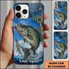 Maxcorners Fishing Blue Ocean Wave Hook Customized Name 3D Phone Case
