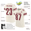 Maxcorners Custom Cream Burgundy Mesh Authentic Football Jersey LM2605