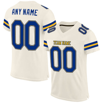 Maxcorners Custom Cream Royal-Gold Mesh Authentic Football Jersey LM2605