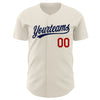 Maxcorners Custom Cream Navy-Red Authentic Baseball Jersey LM2605