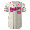 Maxcorners Custom Cream Black Pinstripe Pink Authentic Baseball Jersey LM2605