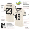 Maxcorners Custom Cream Black-White Mesh Authentic Throwback Football Jersey LM2605