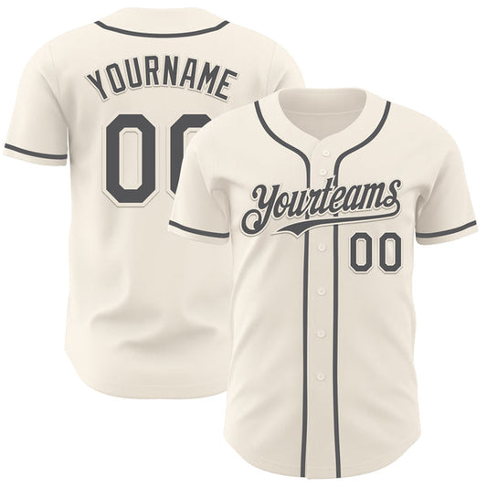 Maxcorners Custom Cream Steel Gray Authentic Baseball Jersey LM0609
