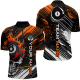 Maxcorners Personalized Name Billiard Skull Flame Polo Shirts For Men Custom Team Name Billiard Shirt Design Lm105