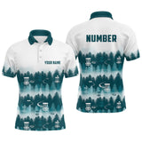 Maxcorners Disc Golf Forest Pattern Mens Disc Golf Polo Shirt Custom Name And Number Disc Golf Gifts For Men MT0510