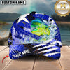 Maxcorners Fishing Blue Geometric Splash Personalized Name 3D Cap (12 Fish Species)