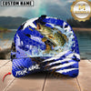 Maxcorners Fishing Blue Geometric Splash Personalized Name 3D Cap (12 Fish Species)