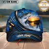 Maxcorners Fishing Sunset Splash Personalized Name 3D Cap (12 Fish Species)