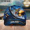 Maxcorners Fishing Sunset Splash Personalized Name 3D Cap (12 Fish Species)