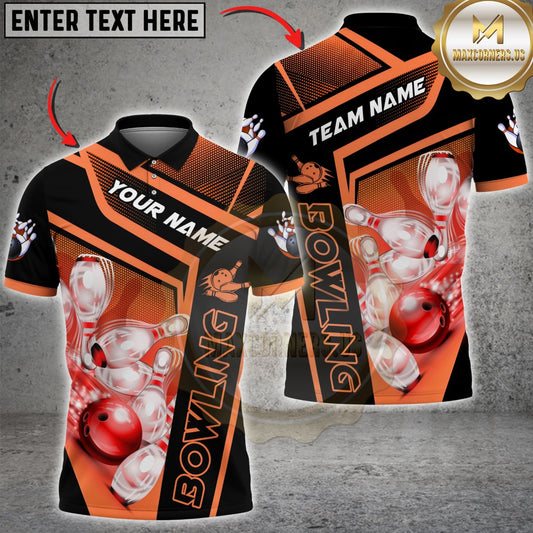 Maxcorners Bowling Geometric Bowling Ball And Pins Multicolor Customized Name, Team Name 3D Shirts