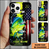 Maxcorners Fishing American Flag And Fishing Hooks Personalized Name 3D Phone Case (13 Fish Species)