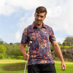 Maxcorners Quirky Plants Men's Golf Polo Shirt, Funny Golf Shirt, Gift For Golfers