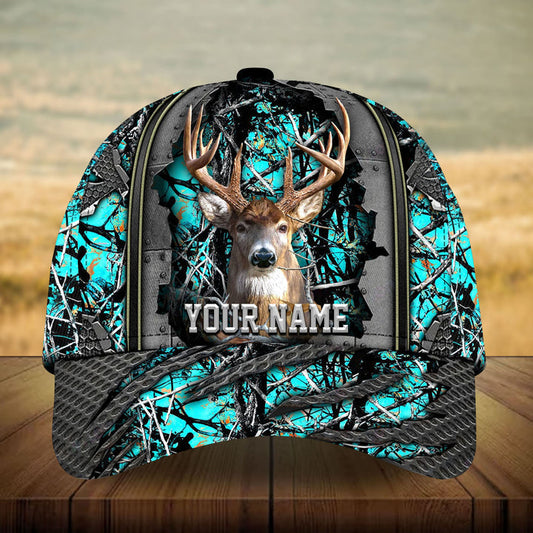 Maxcorners Steel Loralle Cracked Deer Hunting Camo Pattern 3D Multicolor Personalized Cap