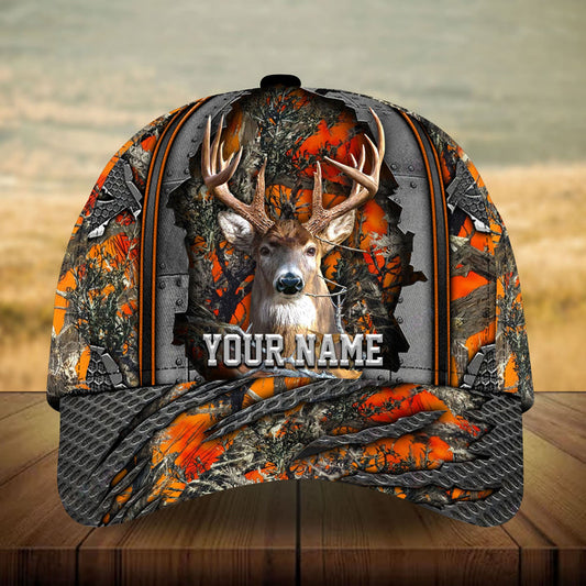 Maxcorners Steel Loralle Cracked Deer Hunting Camo Pattern 3D Multicolor Personalized Cap
