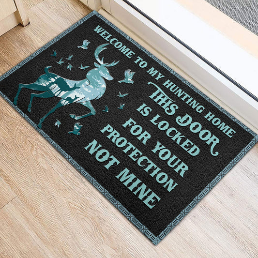 Maxcorners Hunting Rubber Doormat, Hunting Hunter Welcome To My Hunter Home Welcome Doormat, Indoor Outdoor Door Mat, Home Decor LM1611
