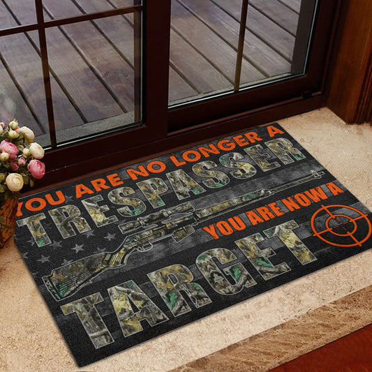 Maxcorners Personalized Hunting Rubber Doormat, Hunting You Are No Longer A Trespasser Welcome Doormat, Custom Name Indoor Outdoor Door Mat, Home Decor