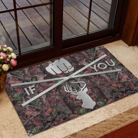 Maxcorners Personalized Hunting Rubber Doormat, Hunting If You Hunter Camo Pattern Welcome Doormat, Custom Name Indoor Outdoor Door Mat, Home Decor