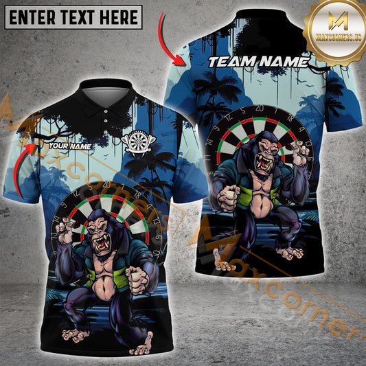 Maxcorners Darts Gorilla Jungle Fury Multicolor Options Personalized Name, Team Name 3D Shirt (4 Colors)