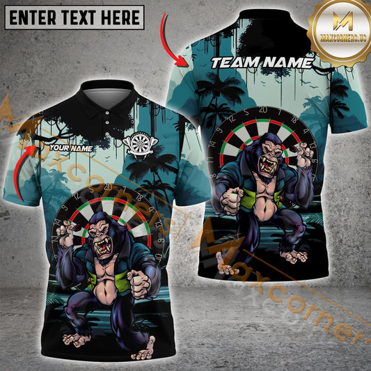 Maxcorners Darts Gorilla Jungle Fury Multicolor Options Personalized Name, Team Name 3D Shirt (4 Colors)
