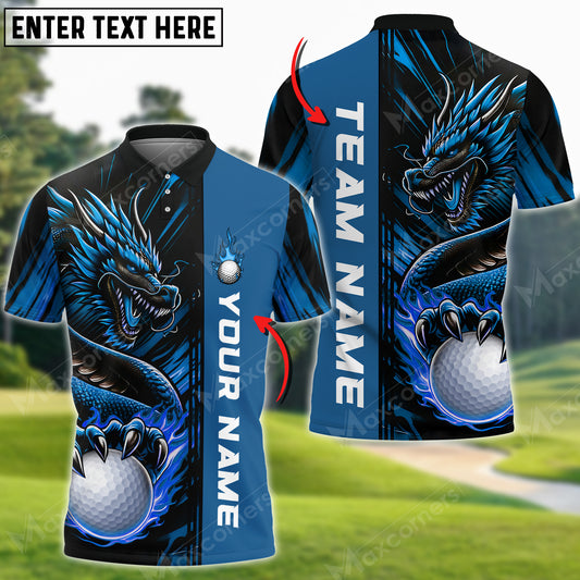 Max Corner Customized Name Water Dragon Art Fire Golf Ball Multicolor Sport Jersey Pattern Custom 3D Polo Shirt