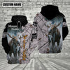 Maxcorners Moose Hunting Premium White Pattern Personalized Name 3D Shirt