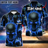 MaxCorner Flame Skull Bowling and Pins Customized Name And Team Name 3D Polo Shirt