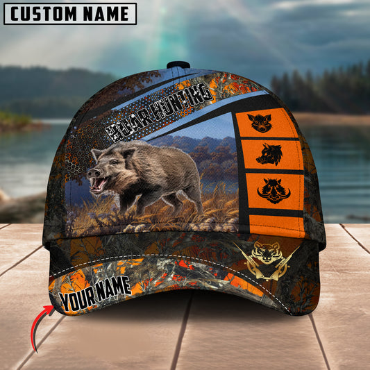 Maxcorners Boar Hunting Spot Pattern Multicolor Personalized Name 3D Cap (2 colors)