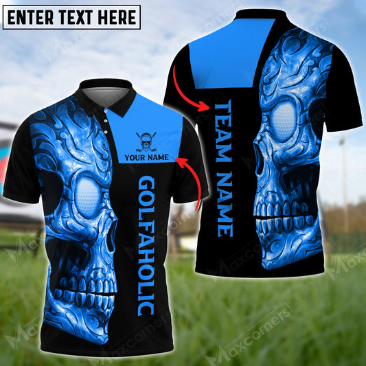 Max Corner Customized Name Skull Art Golfaholic Multicolor Sport Jersey Pattern Custom 3D Polo Shirt