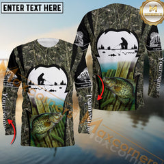 Maxcorners Crappie Fishing Skinfish Camouflage Pattern Sport Custom Name & Team Name 3D Shirts