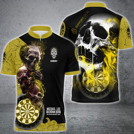 Max Corners Darts Color Flame Skull Multicolored 3D Personalized Sport Jersey Polo Shirt For Kerry