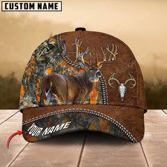Maxcorners Bow Hunter Skull Epic Deer Hunting Art Leather Pattern Personalized Cap 3D Multicolored