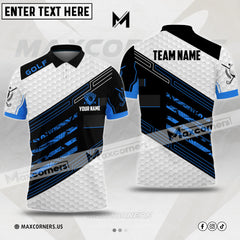 Maxcorners Customized Name Golf Ball Skin Multicolor Option 3D Polo Shirt