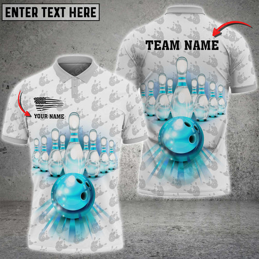 Max Corner Bowling and Pins Pattern Multicolored Bowling jerseys Custom Name And Team 3D Polo Shirt