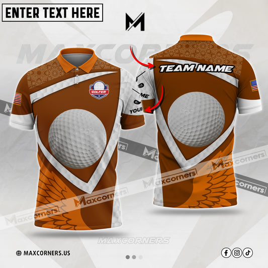 MaxCorners Golf Customized Name Ball And Wing Multicolor Custom 3D Polo Shirt (4 Colors)