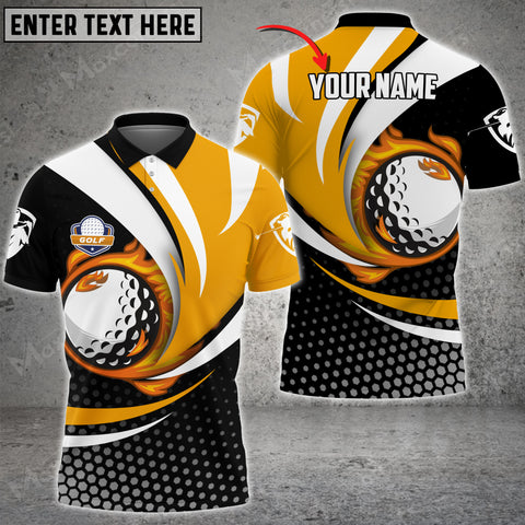Max Corner Golf Yellow Pattern Personalized Name 3D Polo Shirt