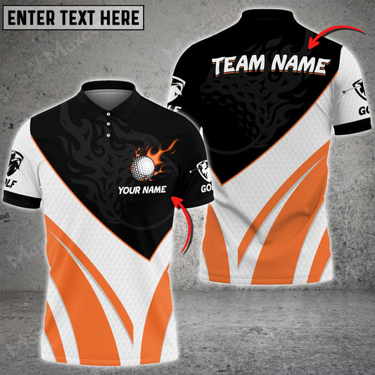 Maxcorners Golf Fire Ball Plus Multicolor Option Customized Name 3D Shirt
