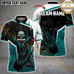 Maxcorners Bowling Smoke Basic Multicolor Options Personalized Name, Team Name 3D Shirt
