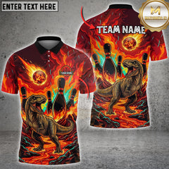 Maxcorners Bowling Fire T-Rex Lava Arena Multioptions Customized Name, Team Name 3D Shirt (5 Colors)