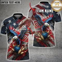 Maxcorners Bowling American Eagle Patriotic Battle Art Multioptions Customized Name, Team Name 3D Shirt (5 Colors)