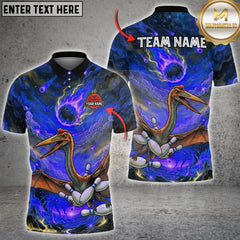 Maxcorners Bowling Pterodactyl Sky Inferno Impact Multioptions Customized Name, Team Name 3D Shirt (5 Colors)